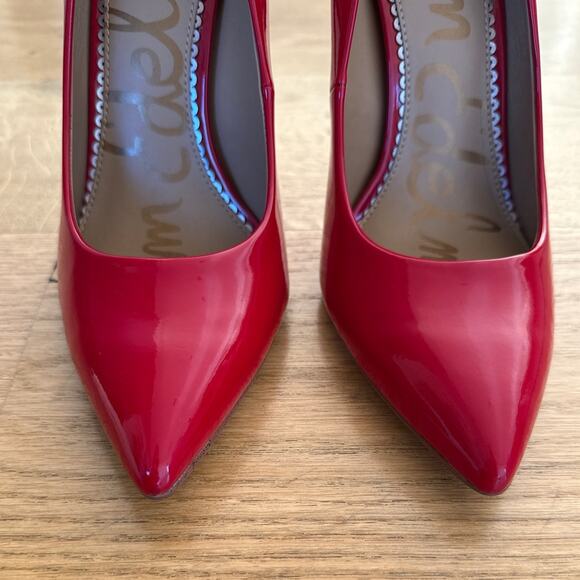 Sam Edelman - Danna Pointed Toe Stiletto Pumps in Red Patent - Picture 4 of 7